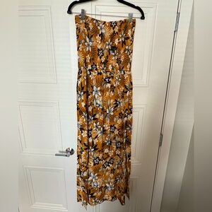 Floral Print Maxi Skirt - Yellow and Black